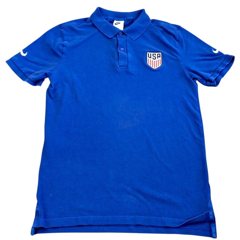 Nike USA United States USMNT 2024 Pique Travel Polo Royal Blue/White Sz Medium